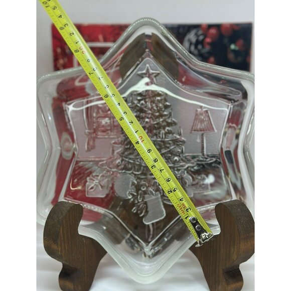 VTG Mikasa Crystal Holiday Classics 9.25” Christmas Star Tree Sweet Dish Frosted - Picture 4 of 6